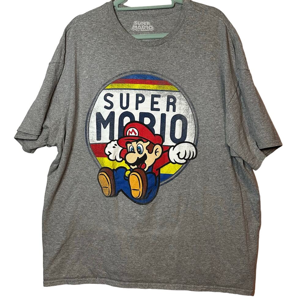 Mens super mario gray tshirt plus size 3XL